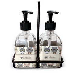 Hipster Cats Glass Soap & Lotion Bottle Set (Personalized)