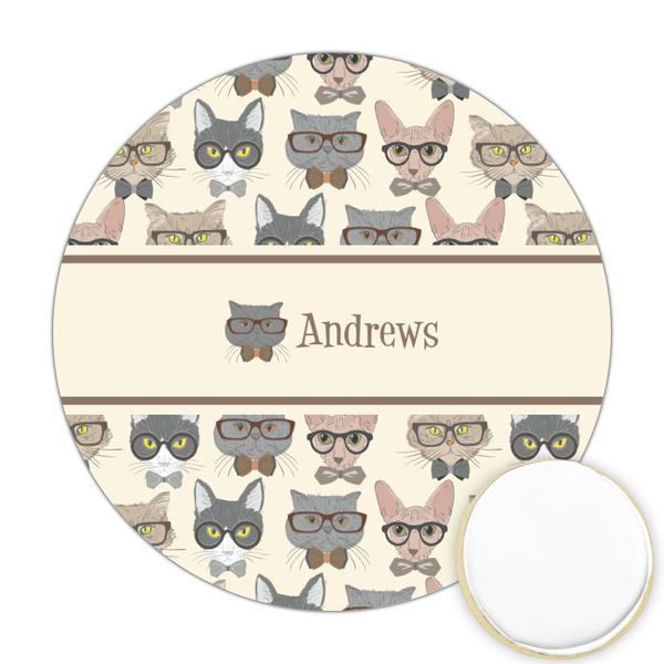 Custom Hipster Cats Printed Cookie Topper - 2.5" (Personalized)