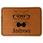 Hipster Cats Faux Leather Iron On Patch - Rectangle (Personalized)