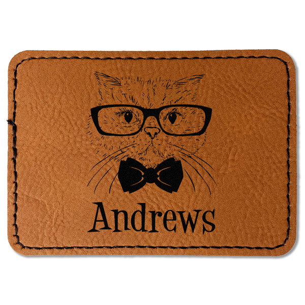 Custom Hipster Cats Faux Leather Iron On Patch - Rectangle (Personalized)