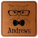 Hipster Cats Faux Leather Iron On Patch - Square (Personalized)