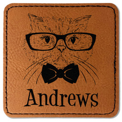 Hipster Cats Faux Leather Iron On Patch - Square (Personalized)