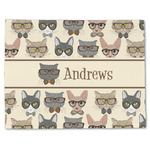 Hipster Cats Single-Sided Linen Placemat - Single w/ Name or Text