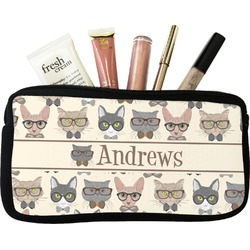 Hipster Cats Makeup / Cosmetic Bag - Small (Personalized)