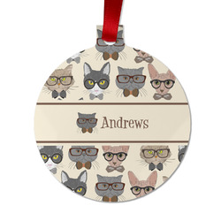 Hipster Cats Metal Ball Ornament - Double Sided w/ Name or Text