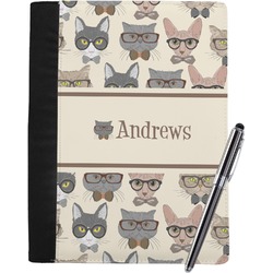 Hipster Cats Notebook Padfolio - Large w/ Name or Text