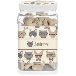 Hipster Cats Dog Treat Jar (Personalized)