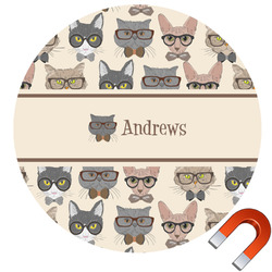 Hipster Cats Round Car Magnet - 6" (Personalized)
