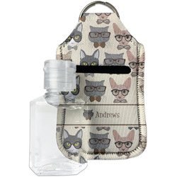Hipster Cats Hand Sanitizer & Keychain Holder - Small (Personalized)