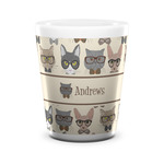 Hipster Cats Ceramic Shot Glass - 1.5 oz - White - Single (Personalized)