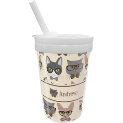 Hipster Cats Sippy Cup with Straw (Personalized)