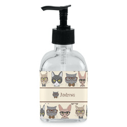 Hipster Cats Glass Soap & Lotion Bottle - Single Bottle (Personalized)