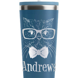 Hipster Cats RTIC Everyday Tumbler with Straw - 28oz - Steel Blue - Double-Sided (Personalized)