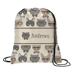 Hipster Cats Drawstring Backpack - Medium (Personalized)