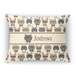 Hipster Cats Rectangular Throw Pillow Case - 12"x18" (Personalized)