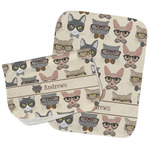 Hipster Cats Burp Cloths - Fleece - Set of 2 w/ Name or Text