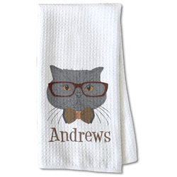 Hipster Cats Kitchen Towel - Waffle Weave - Partial Print (Personalized)