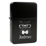 Hipster Cats Windproof Lighter - Black - Double Sided & Lid Engraved (Personalized)