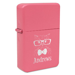 Hipster Cats Windproof Lighter - Pink - Single Sided & Lid Engraved (Personalized)
