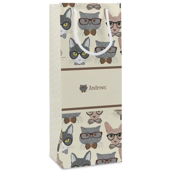 Custom Hipster Cats Wine Gift Bags - Gloss (Personalized)