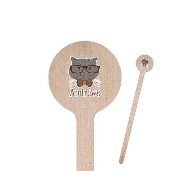 Custom Hipster Cats 7.5" Round Wooden Stir Sticks - Single Sided (Personalized)