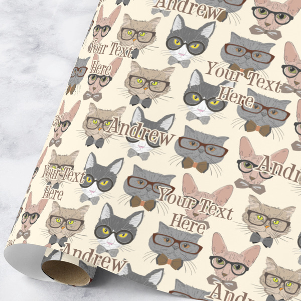 Custom Hipster Cats Wrapping Paper Roll - Large (Personalized)