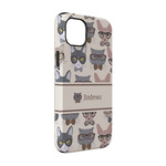 Hipster Cats iPhone Case - Rubber Lined - iPhone 14 (Personalized)