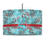 Peacock 12" Drum Pendant Lamp - Fabric (Personalized)