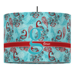 Peacock 16" Drum Pendant Lamp - Fabric (Personalized)