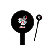 Peacock 4" Round Plastic Food Picks - Black - Single Sided (Personalized)