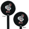 Peacock Black Plastic 5.5" Stir Stick - Double Sided - Round - Front & Back