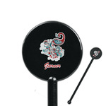 Peacock 5.5" Round Plastic Stir Sticks - Black - Single Sided (Personalized)