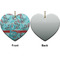 Peacock Ceramic Flat Ornament - Heart Front & Back (APPROVAL)