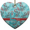 Peacock Ceramic Flat Ornament - Heart (Front)