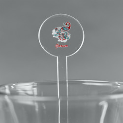 Peacock 7" Round Plastic Stir Sticks - Clear (Personalized)