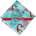 Peacock Cloth Cocktail Napkin - Single w/ Name and Initial