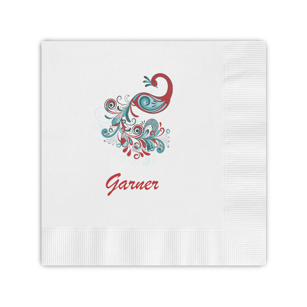 Custom Peacock Coined Cocktail Napkins (Personalized)