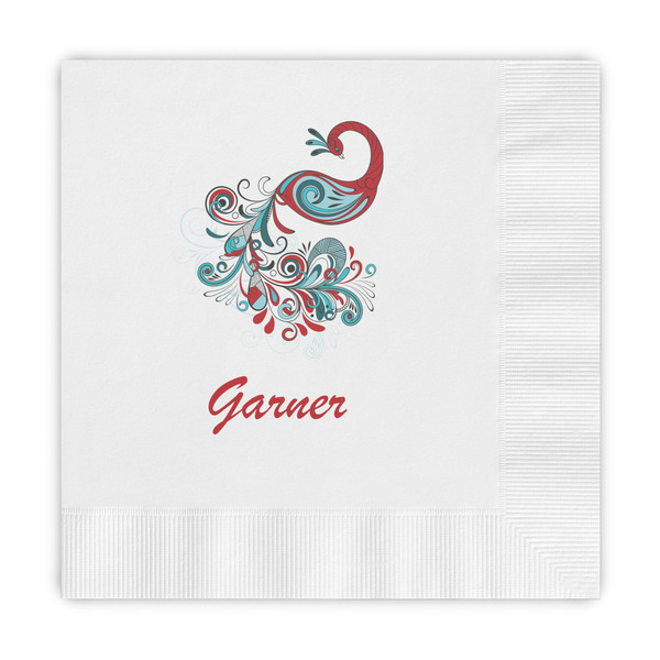 Custom Peacock Embossed Decorative Napkins (Personalized)