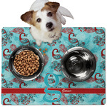 Peacock Dog Food Mat - Medium w/ Name and Initial