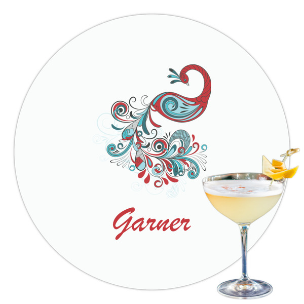 Custom Peacock Printed Drink Topper - 3.5" (Personalized)