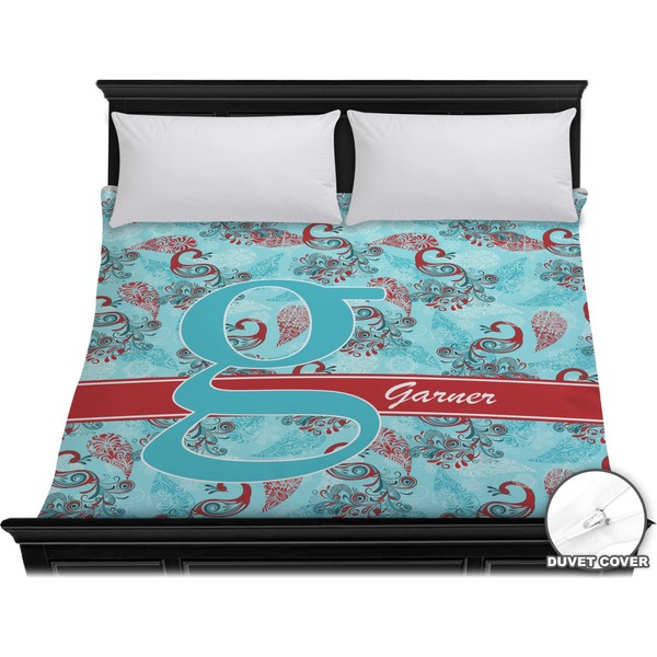 Custom Peacock Duvet Cover - King (Personalized)