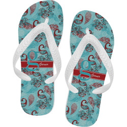 Peacock Flip Flops - XSmall (Personalized)
