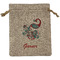 Peacock Medium Burlap Gift Bag - Front