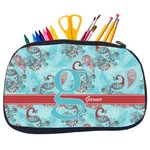 Peacock Neoprene Pencil Case - Medium w/ Name and Initial