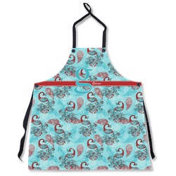 Peacock Apron Without Pockets w/ Name and Initial
