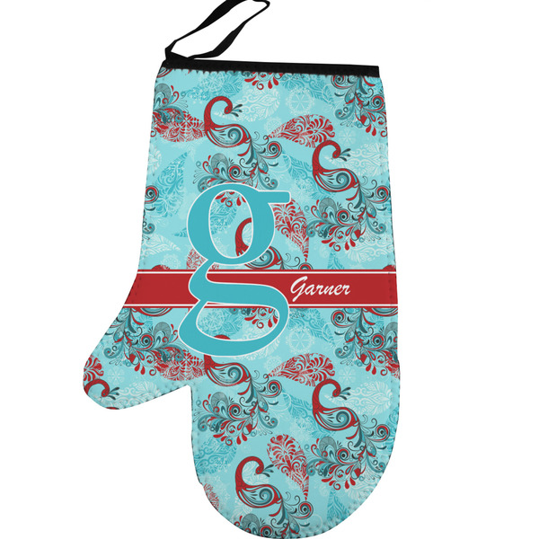 Custom Peacock Left Oven Mitt (Personalized)