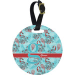 Peacock Plastic Luggage Tag - Round (Personalized)