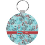 Peacock Round Plastic Keychain (Personalized)