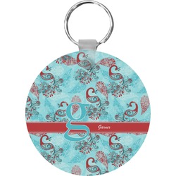 Peacock Round Plastic Keychain (Personalized)