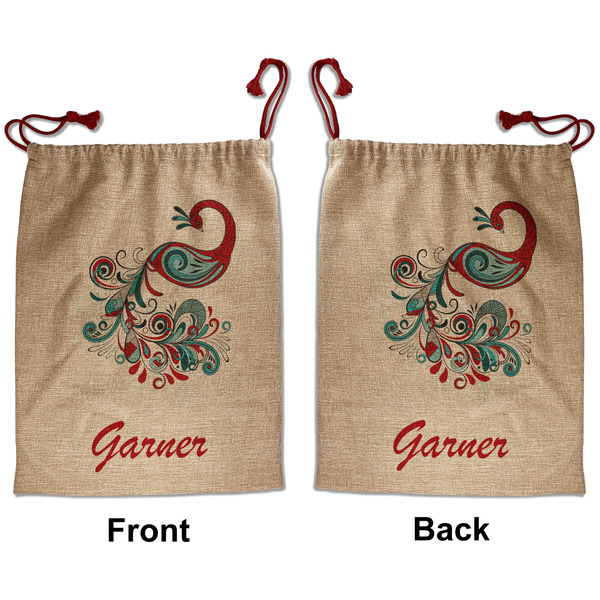 Custom Peacock Santa Sack - Front & Back (Personalized)